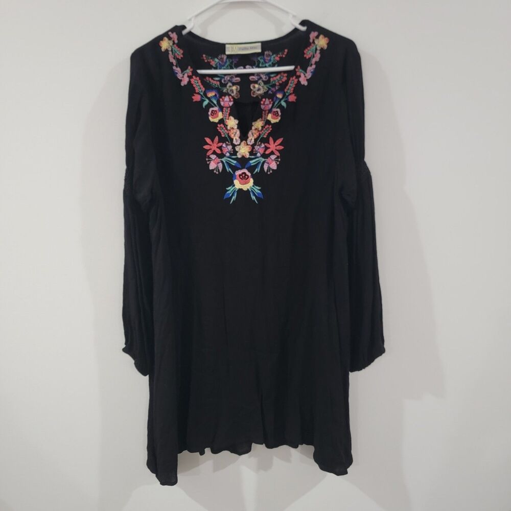 Callie Mac Womens Dress Size‎ Medium Midi Floral Bohemian Bishop Sleeve Gauze